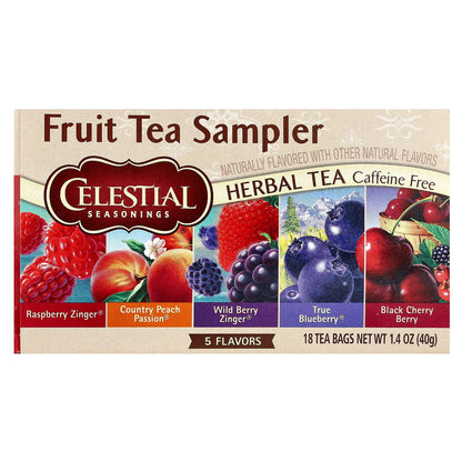 Celestial Seasonings, Fruit Tea Sampler, 5 Flavors, Caffeine Free, 18 Tea Bags, 1.4 oz (40 g)