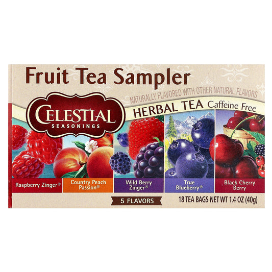 Celestial Seasonings, Fruit Tea Sampler, 5 Flavors, Caffeine Free, 18 Tea Bags, 1.4 oz (40 g)