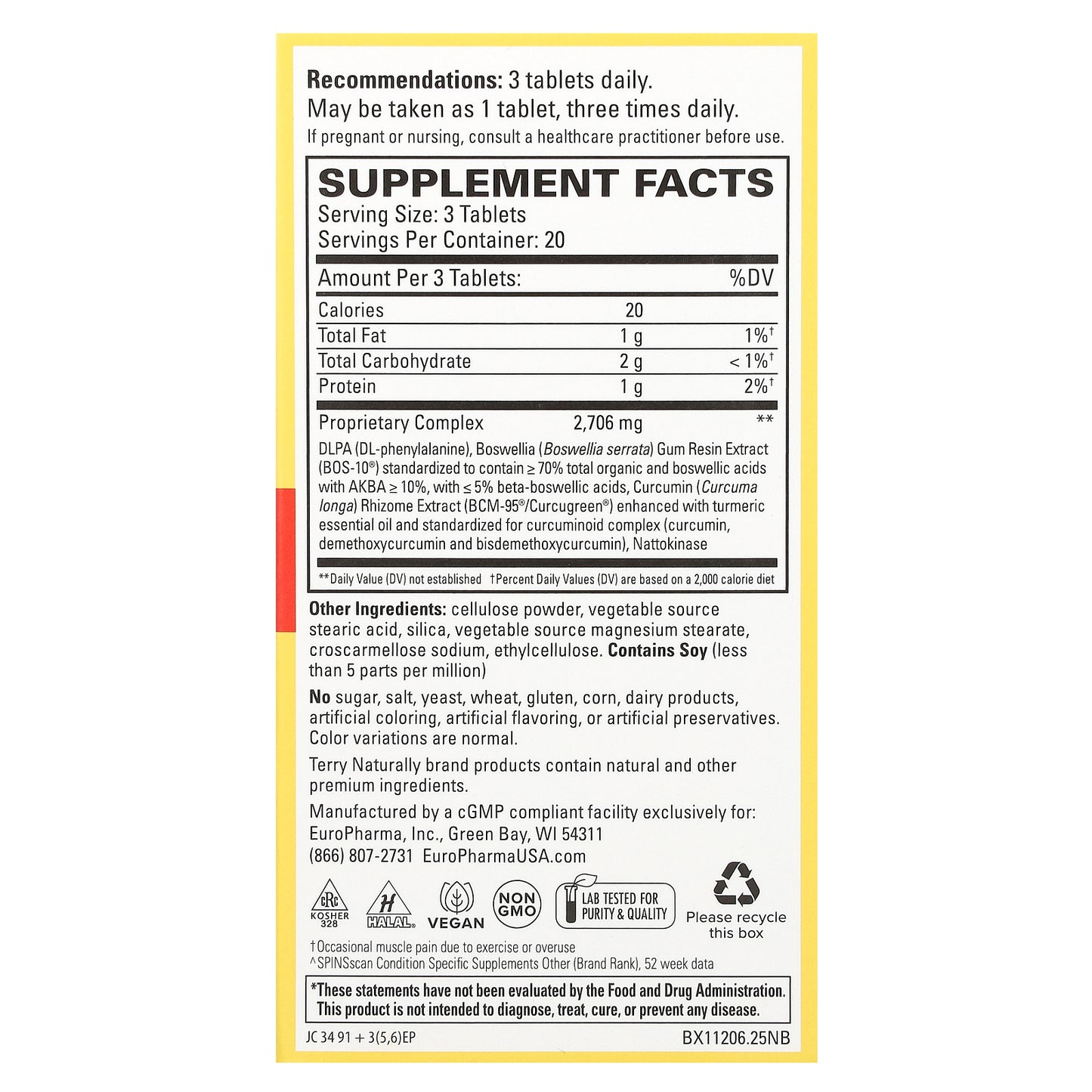 Terry Naturally, Curamin, Pain Relief, 60 Tablets