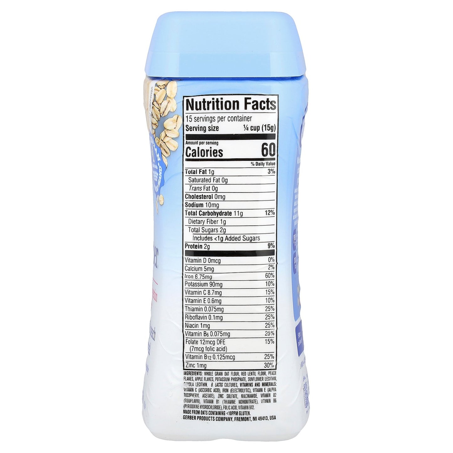 Gerber, Cereal, 2nd Foods®, Oatmeal Lentil Peach & Apple, 8 oz (227 g)