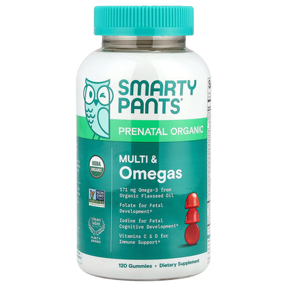 SmartyPants, Organic Prenatal Multi & Omegas, Grape, Blueberry & Mixed Berry, 120 Gummies