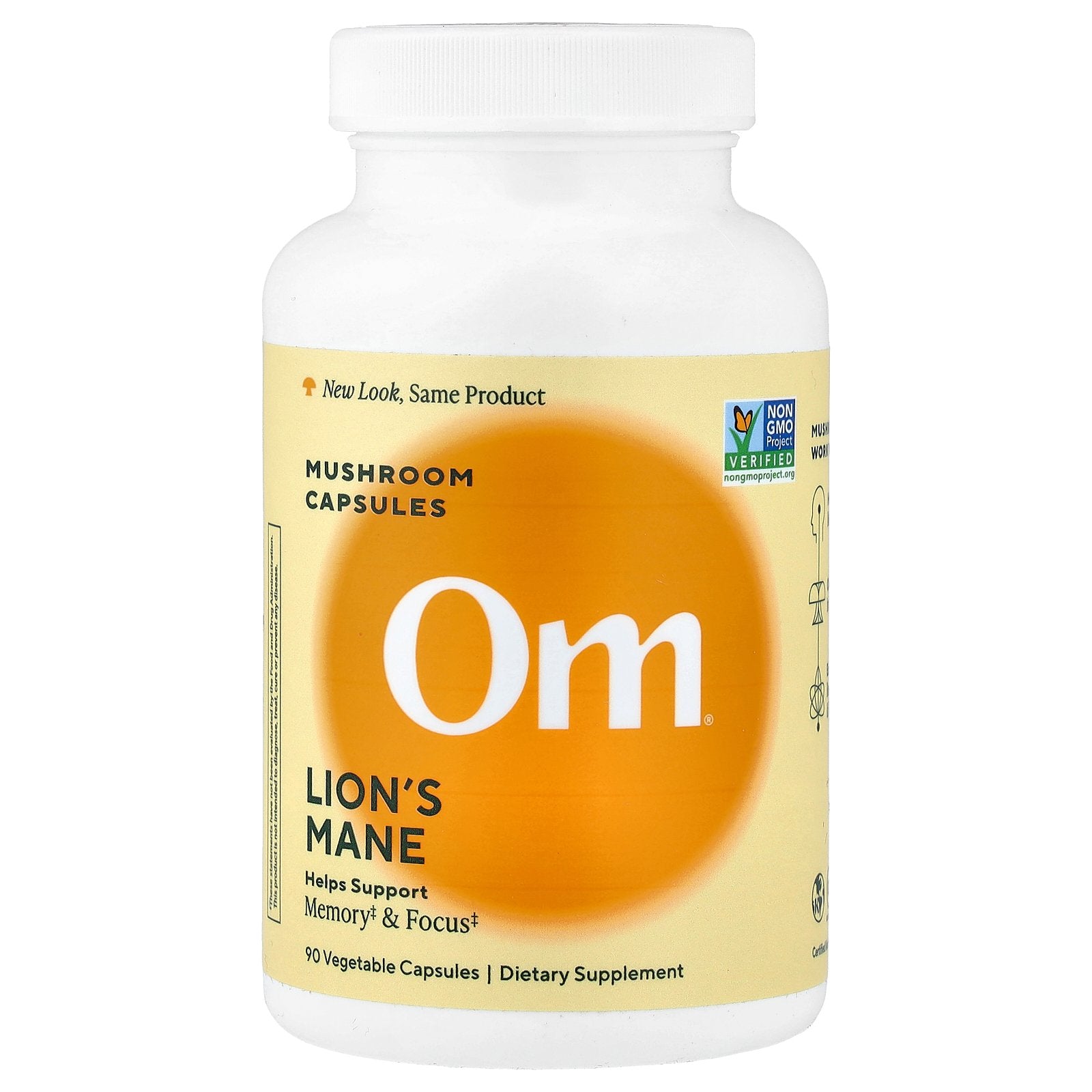 Om Mushrooms, Lions's Mane Mushroom Capsules, 90 Vegetable Capsules (666 mg per Capsule)
