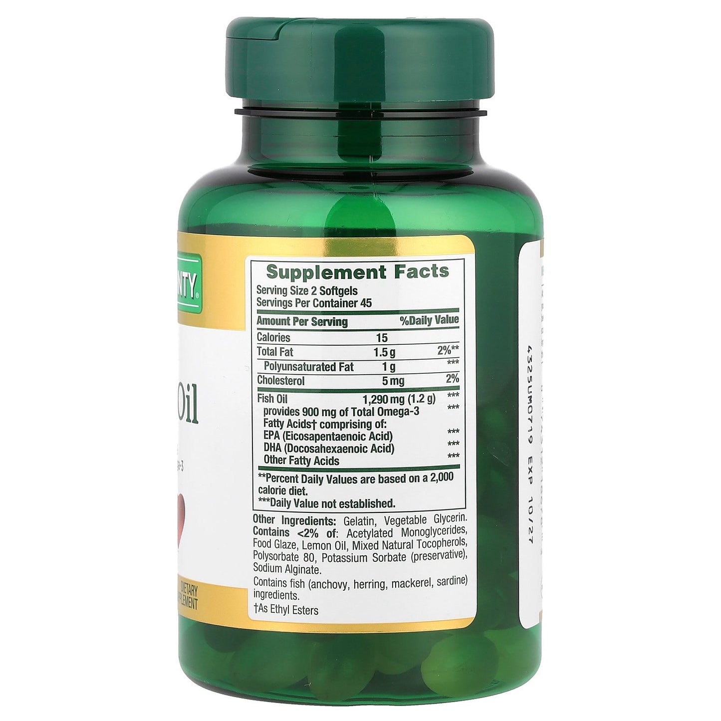 Nature's Bounty, Mini Fish Oil, Odor-Less, 90 Mini Coated Softgels (645 mg per Softgel)