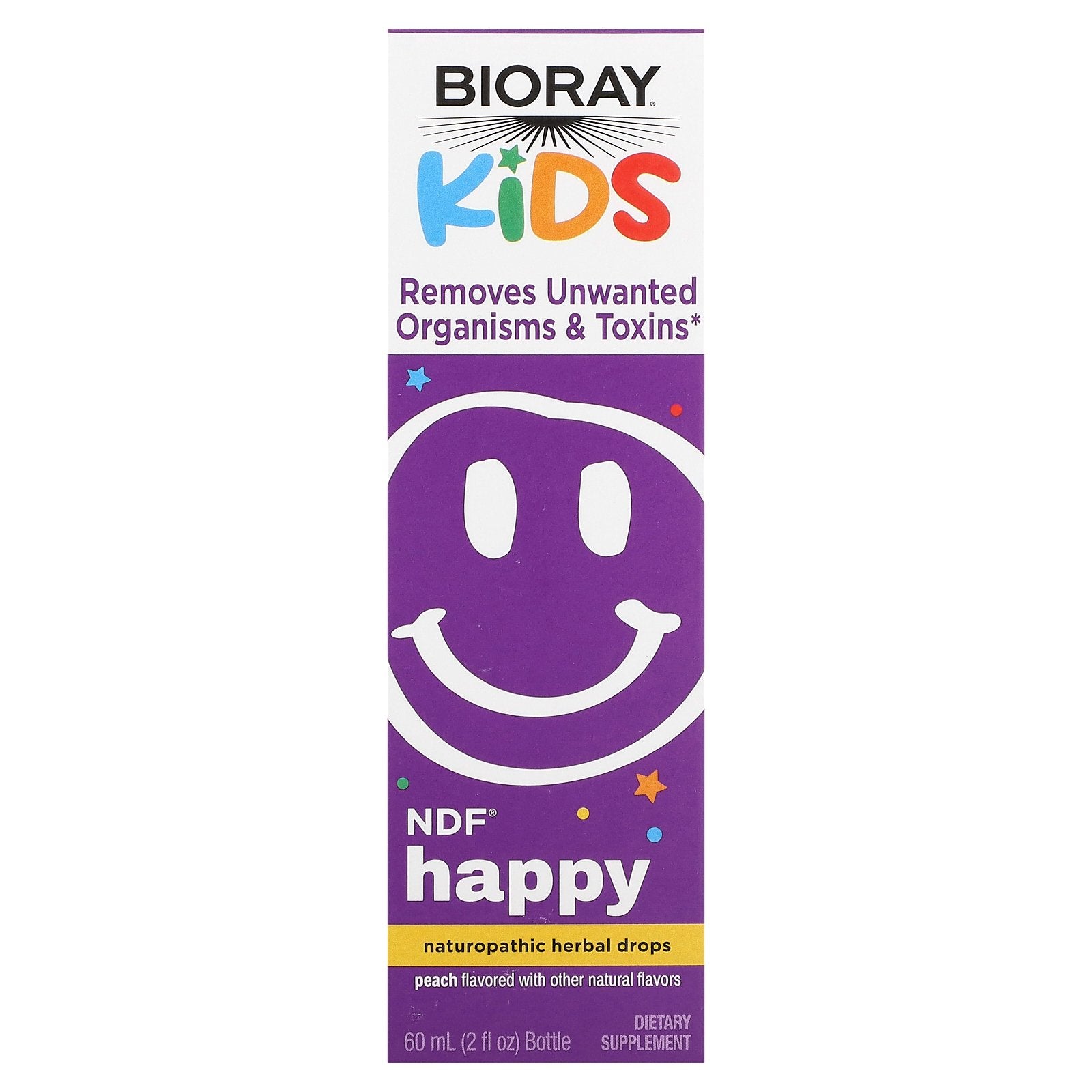 Bioray, Kids, NDF Happy, Peach, 2 fl oz (60 ml)