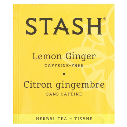 Stash Tea, Herbal Tea, Lemon Ginger Vitality, Caffeine-Free, 20 Tea Bags, 1.1 oz (34 g)