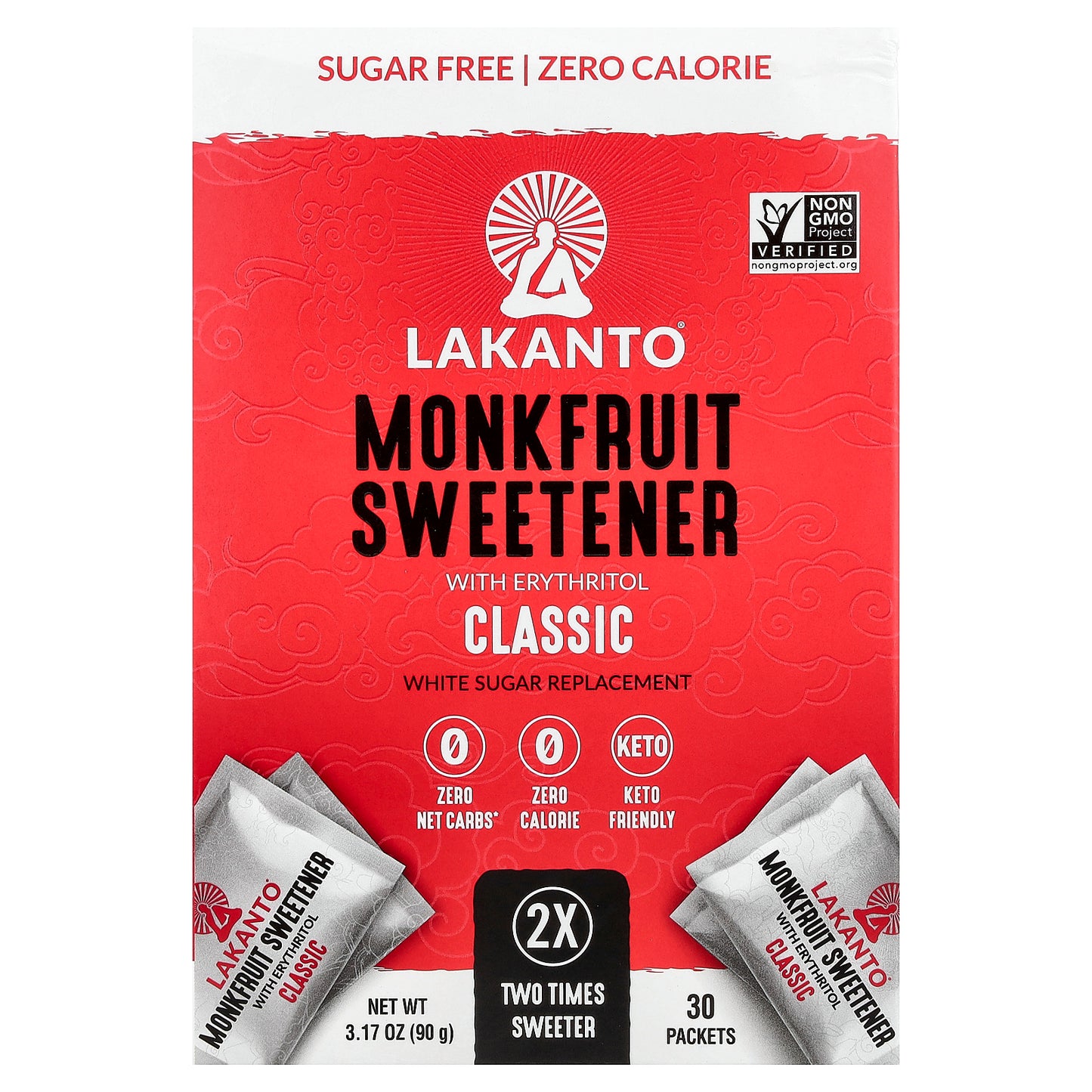 Lakanto, Monkfruit Sweetener with Erythritol, Classic, 30 Packets, 3.17 oz (90 g)
