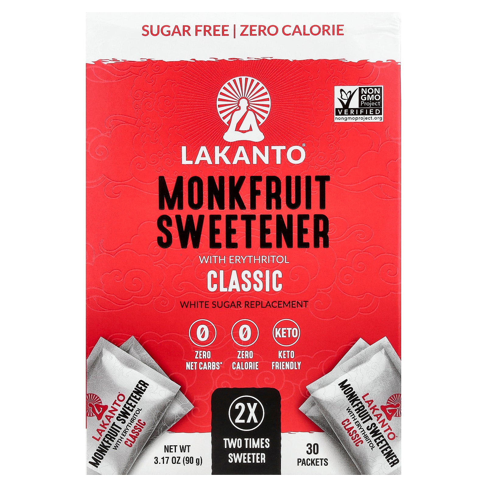 Lakanto, Monkfruit Sweetener with Erythritol, Classic, 30 Packets, 3.17 oz (90 g)