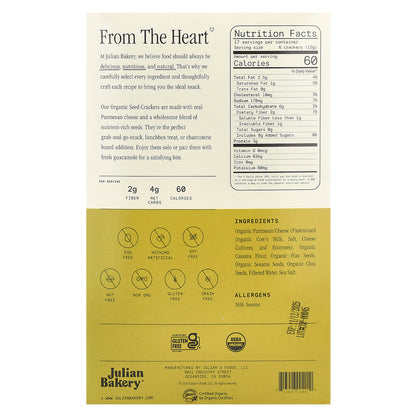 Julian Bakery, Organic Seed Crackers, Parmesan, 8.4 oz (238 g)