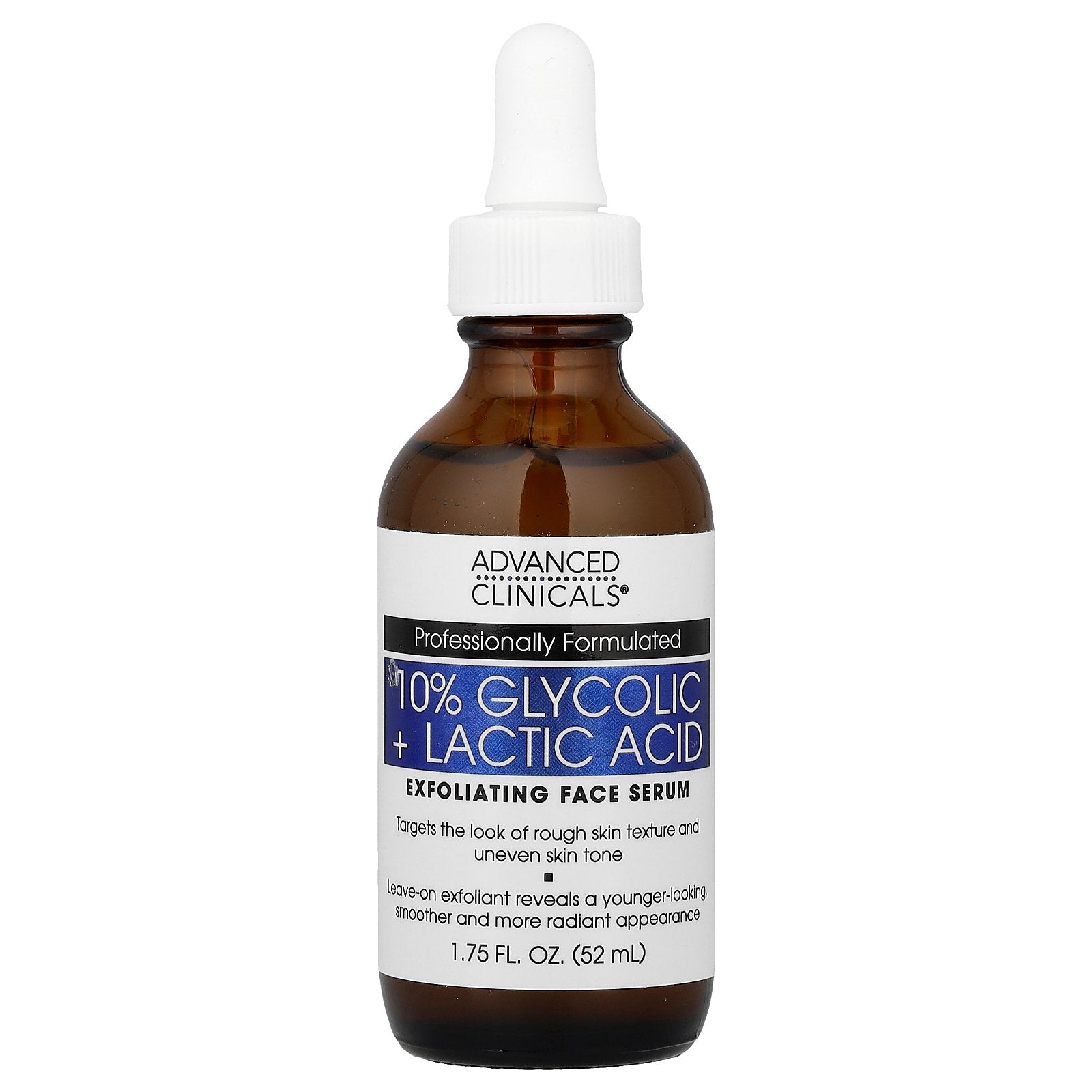 Advanced Clinicals, 10% Glycolic + Lactic Acid Serum , 1.75 fl oz (52 ml)