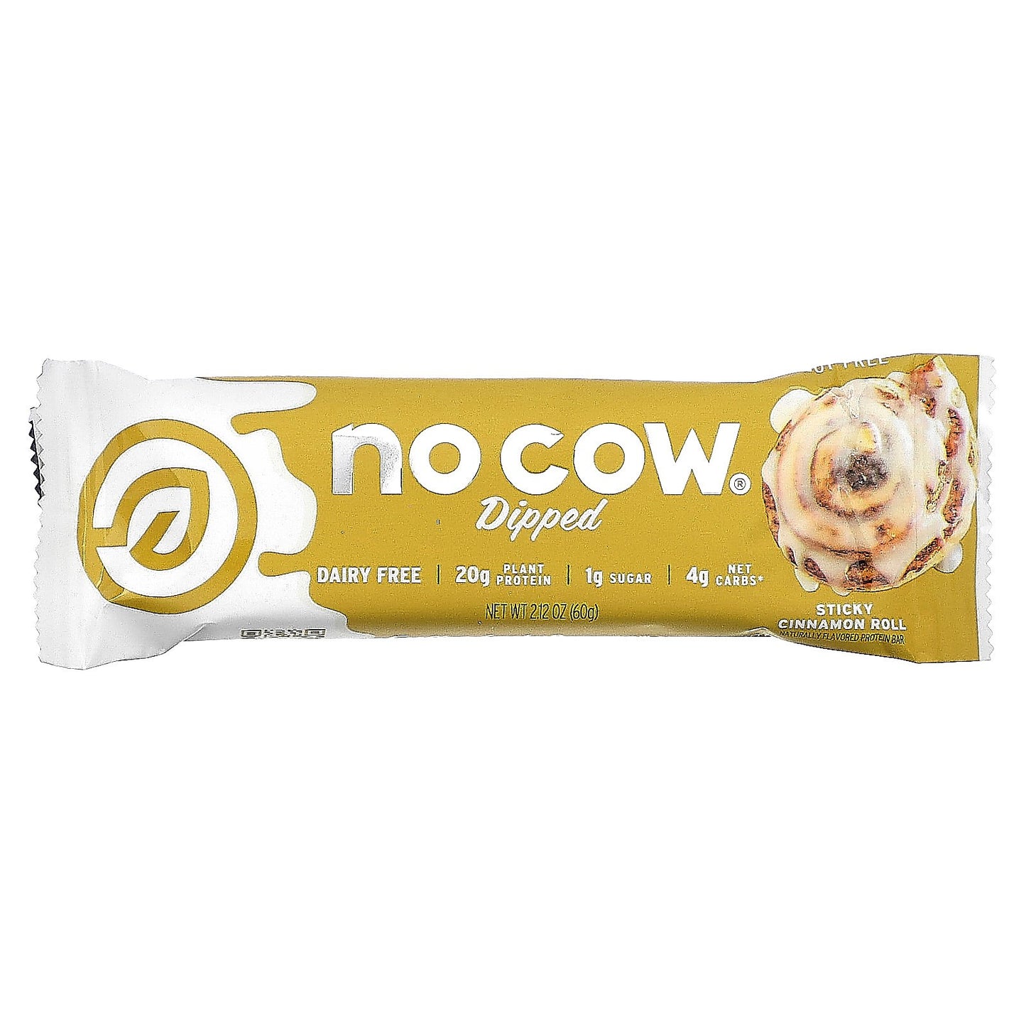 No Cow, Dipped Protein Bar, Sticky Cinnamon Roll, 12 Bars, 2.12 oz (60 g) Each