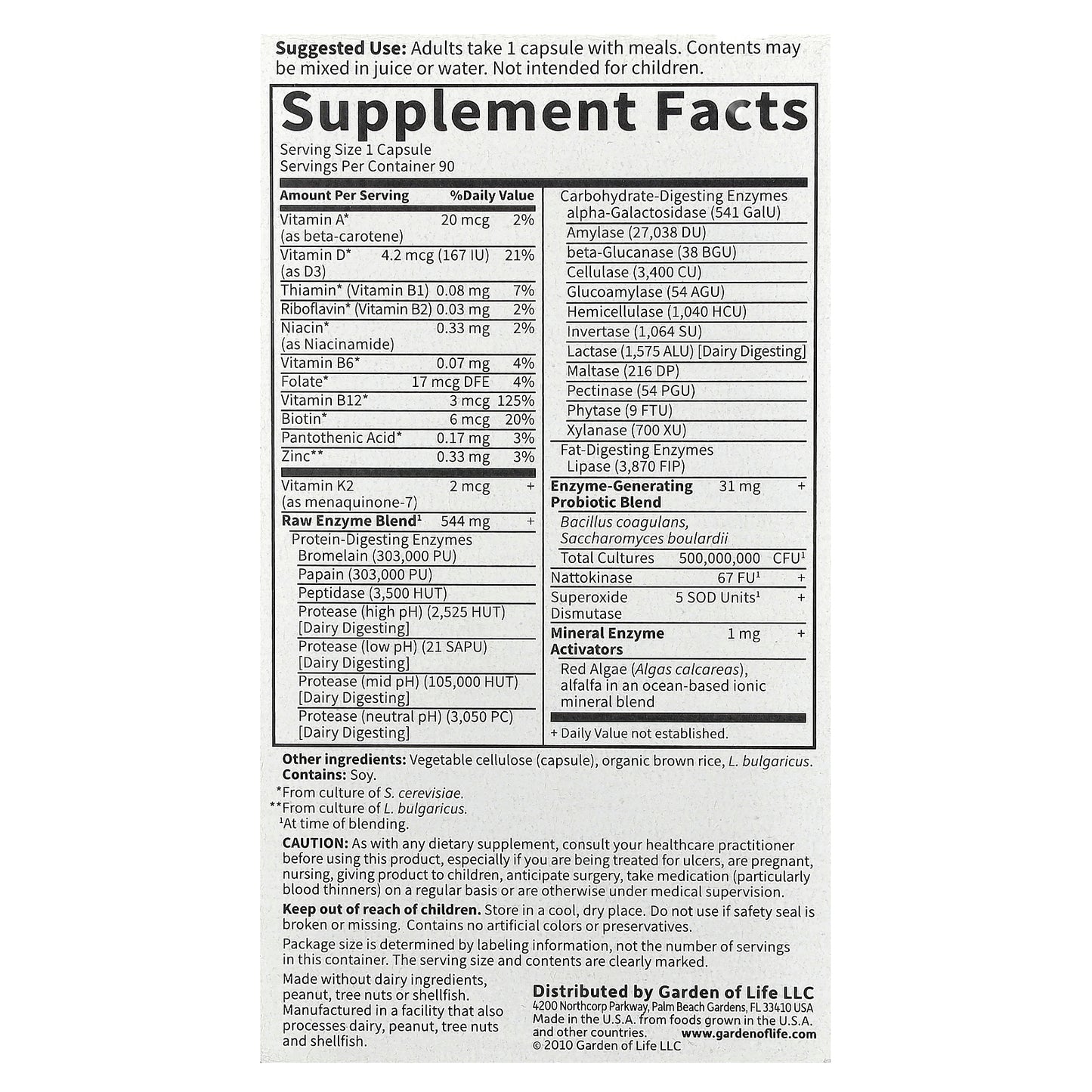 Garden of Life, RAW Enzymes, Women, 90 Vegetarian Capsules