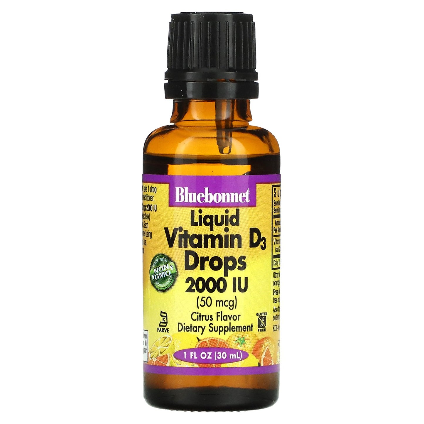 Bluebonnet Nutrition, Liquid Vitamin D3 Drops, Citrus, 50 mcg (2,000 IU), 1 fl oz (30 ml)