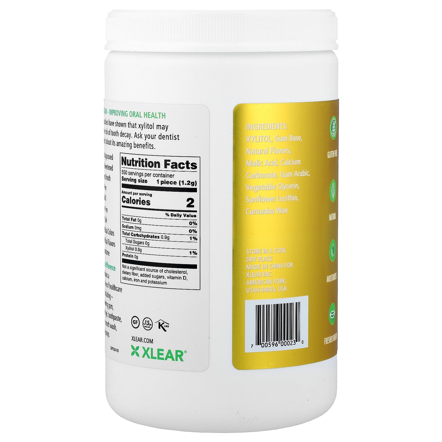 Xlear, Spry®, Chewing Gum, Natural Fruit, Sugar Free, 550 Pieces