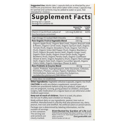 Garden of Life, Vitamin Code®, RAW D3™, 125 mcg (5,000 IU), 60 Vegetarian Capsules