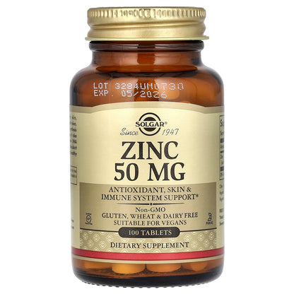 Solgar, Zinc, 50 mg, 100 Tablets
