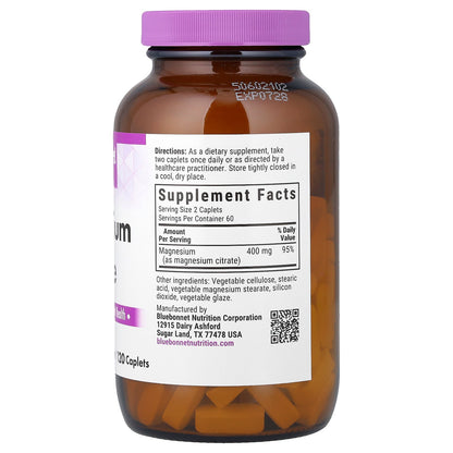 Bluebonnet Nutrition, Magnesium Citrate, 120 Caplets (200 mg Per caplet)
