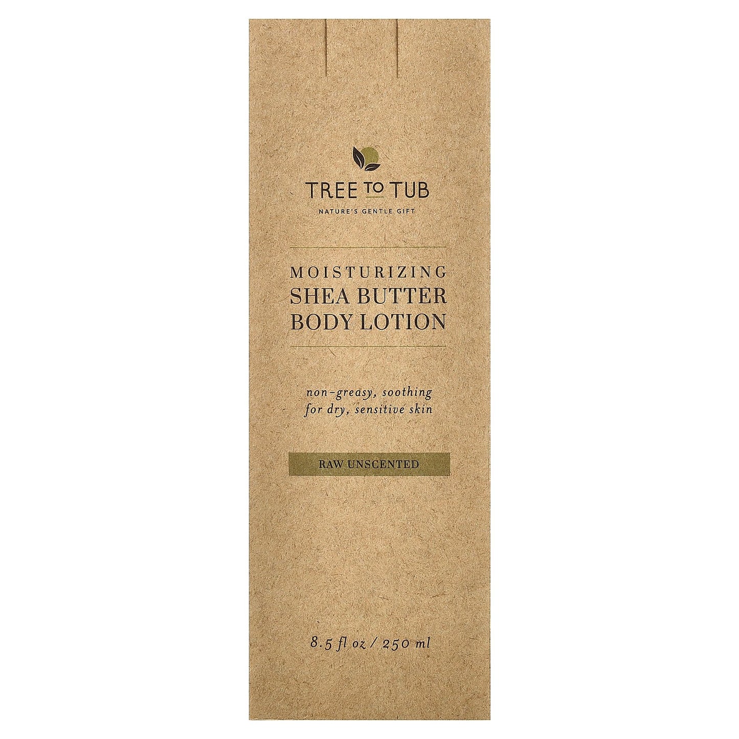 Tree To Tub, Shea Butter Moisturizing Body Lotion, For Dry, Sensitive Skin, Raw Unscented , 8.5 fl oz (250 ml)