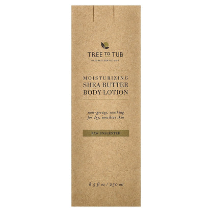 Tree To Tub, Shea Butter Moisturizing Body Lotion, For Dry, Sensitive Skin, Raw Unscented , 8.5 fl oz (250 ml)