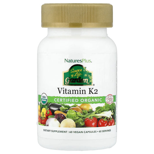 NaturesPlus, Source of Life® Garden, Vitamin K2, 60 Vegan Capsules