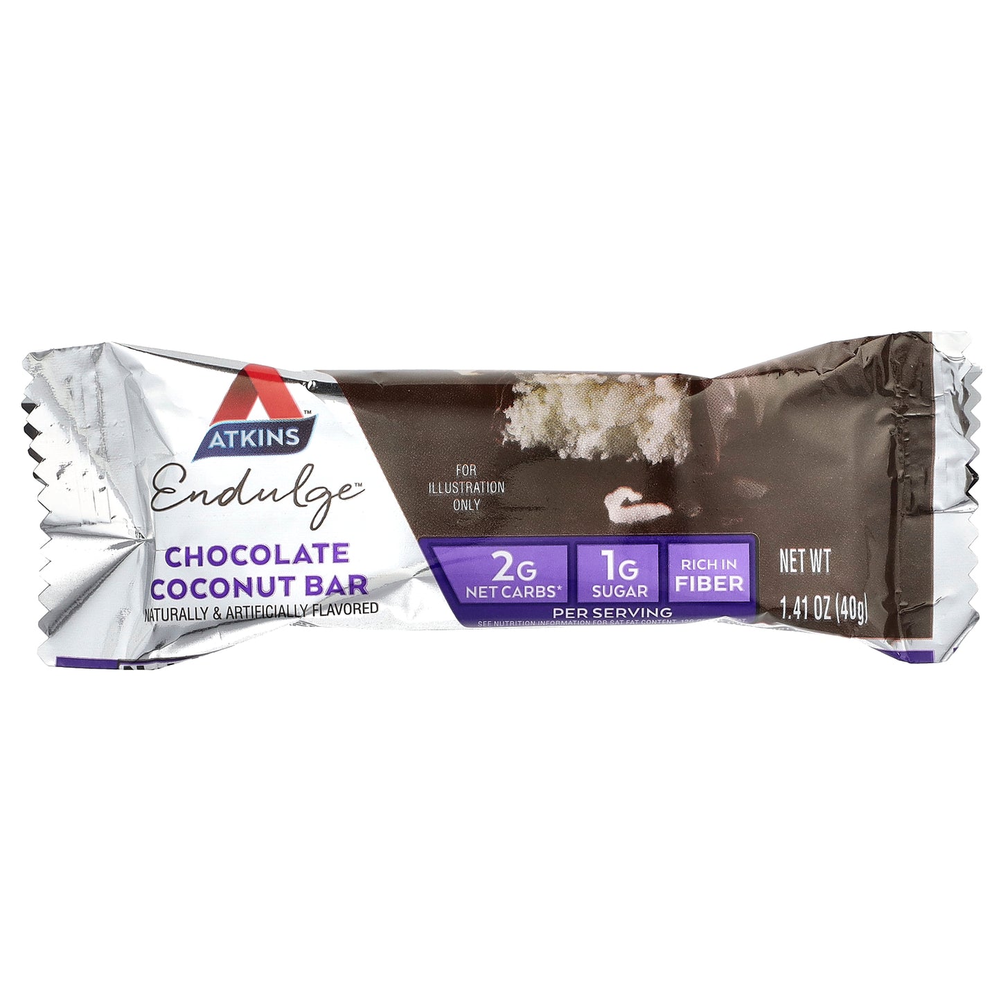 Atkins, Endulge™, Treat, Chocolate Coconut Bar, 5 Bars, 1.41 oz (40 g) Each