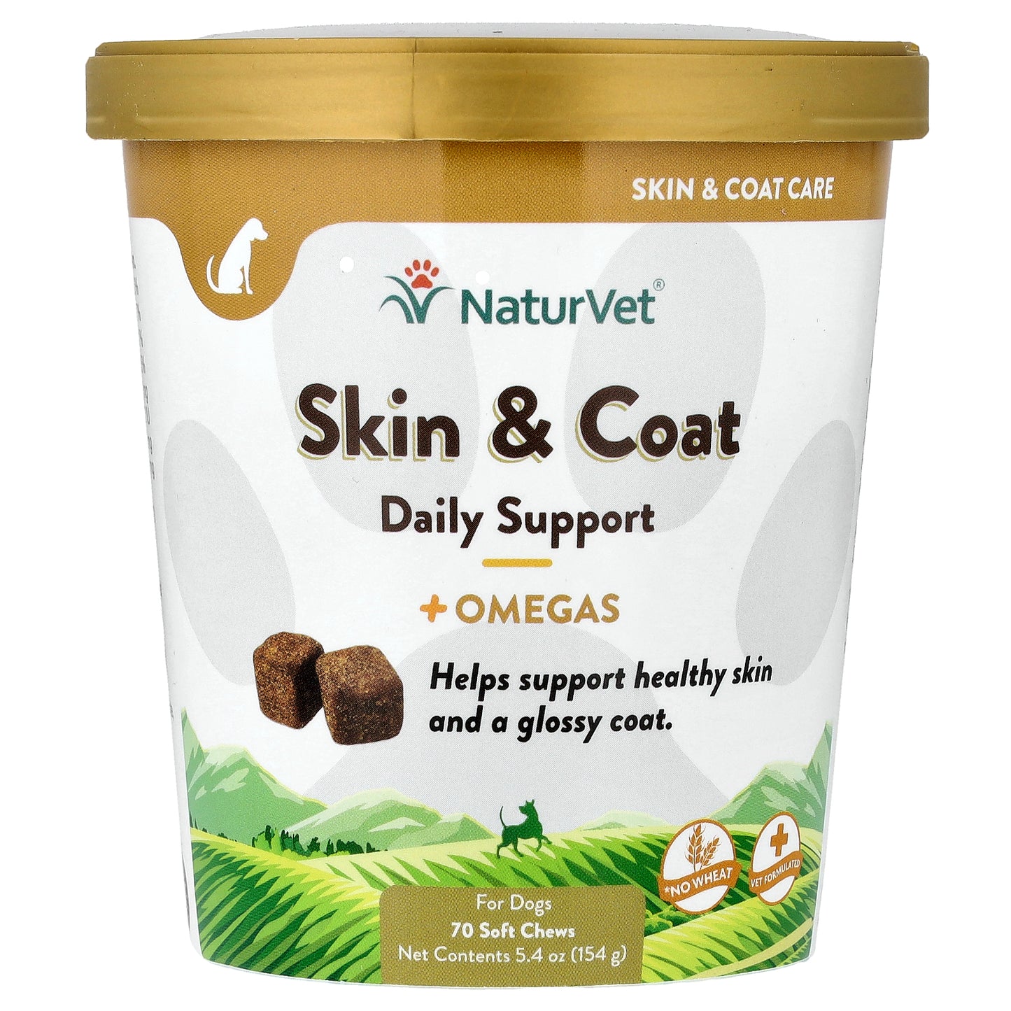 NaturVet, Skin & Coat Daily Support + Omegas, For Dogs, 70 Soft Chews, 5.4 oz (154 g)