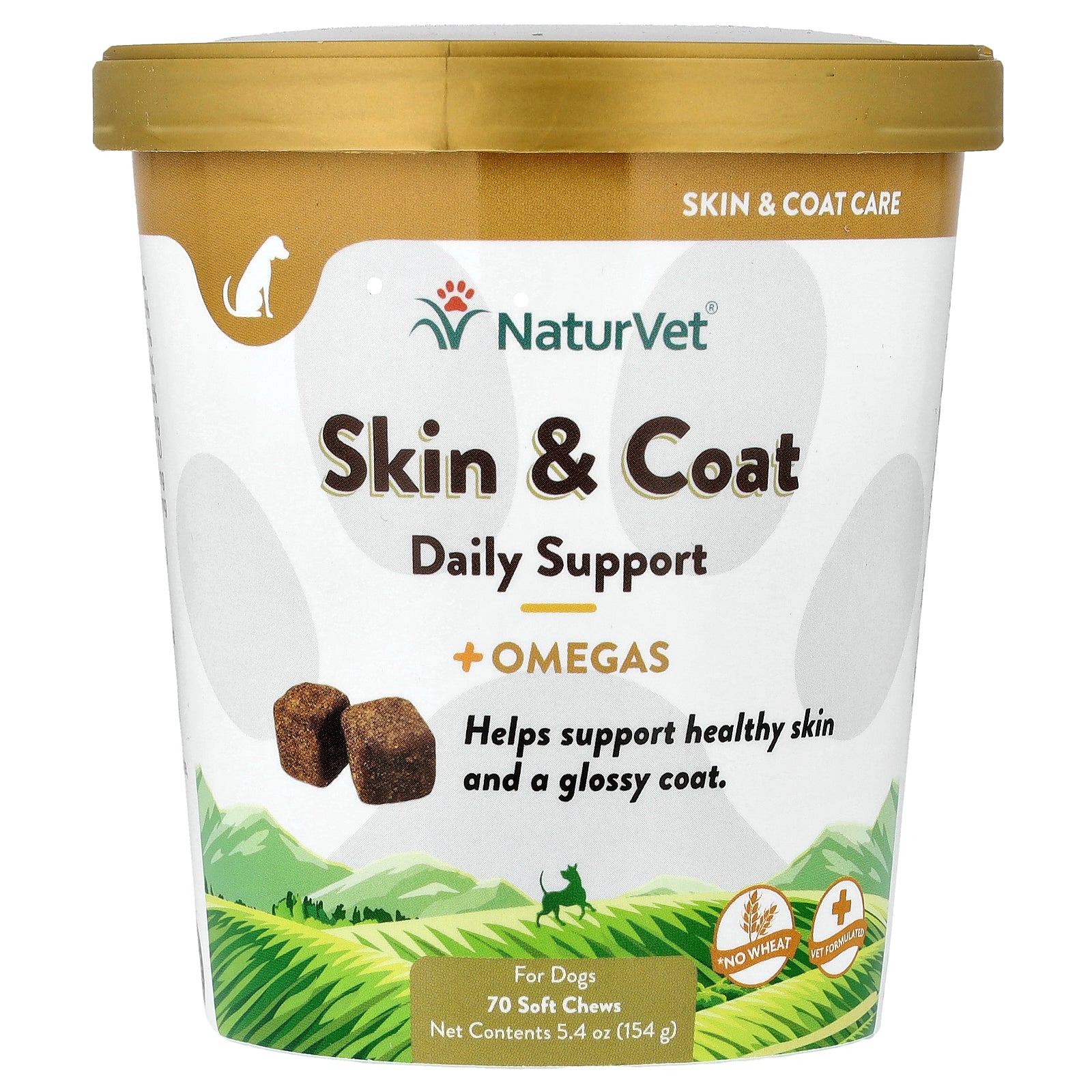 NaturVet, Skin & Coat Daily Support + Omegas, For Dogs, 70 Soft Chews, 5.4 oz (154 g)