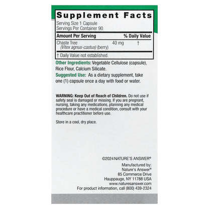 Nature's Answer, Vitex, 40 mg, 90 Vegetarian Capsules