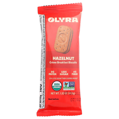 Olyra, Creme Breakfast Biscuits, Hazelnut, 4 On-The-Go Packs, 1.32 oz (37.5 g) Each