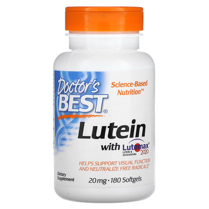 Doctor's Best, Lutein with Lutemax 2020, 20 mg, 180 Softgels