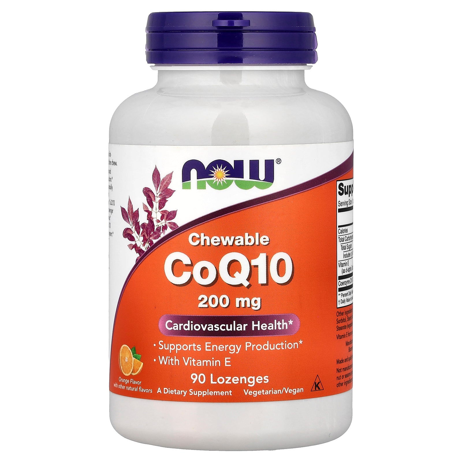 NOW Foods, Chewable CoQ10 With Vitamin E, Orange, 90 Lozenges