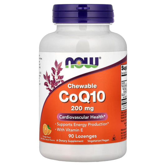 NOW Foods, Chewable CoQ10 With Vitamin E, Orange, 90 Lozenges