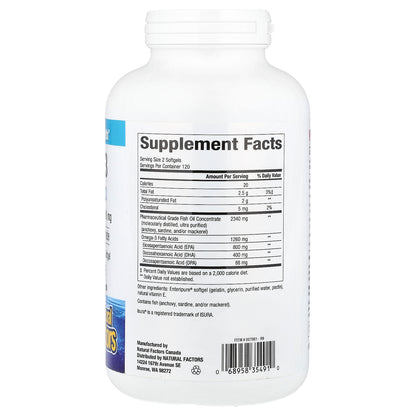 Natural Factors, Rx Omega-3, 240 Softgels (630 mg per Softgel)