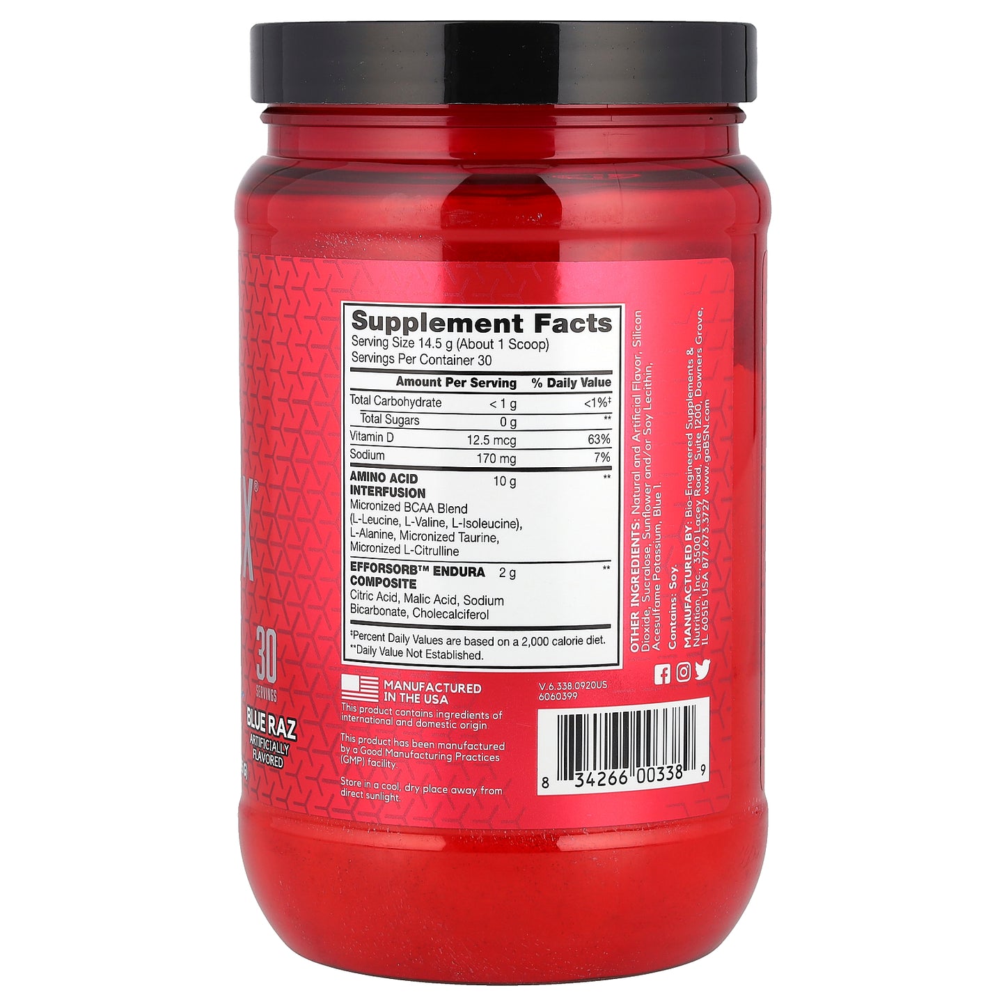 BSN, AminoX, Endurance & Recovery, Blue Raz, 15.3 oz (435 g)