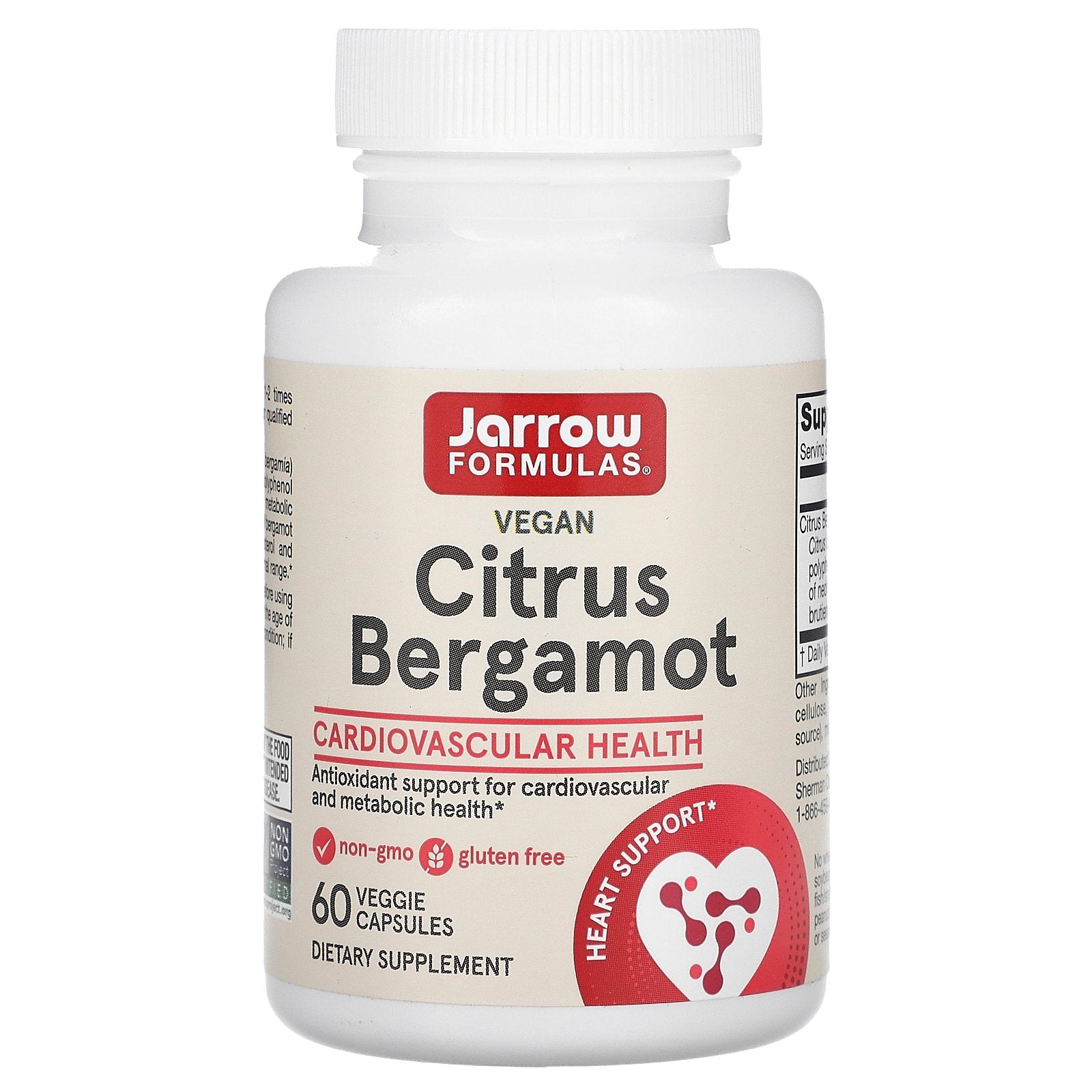 Jarrow Formulas, Vegan Citrus Bergamot, 60 Veggie Capsules (500 mg per Capsule)