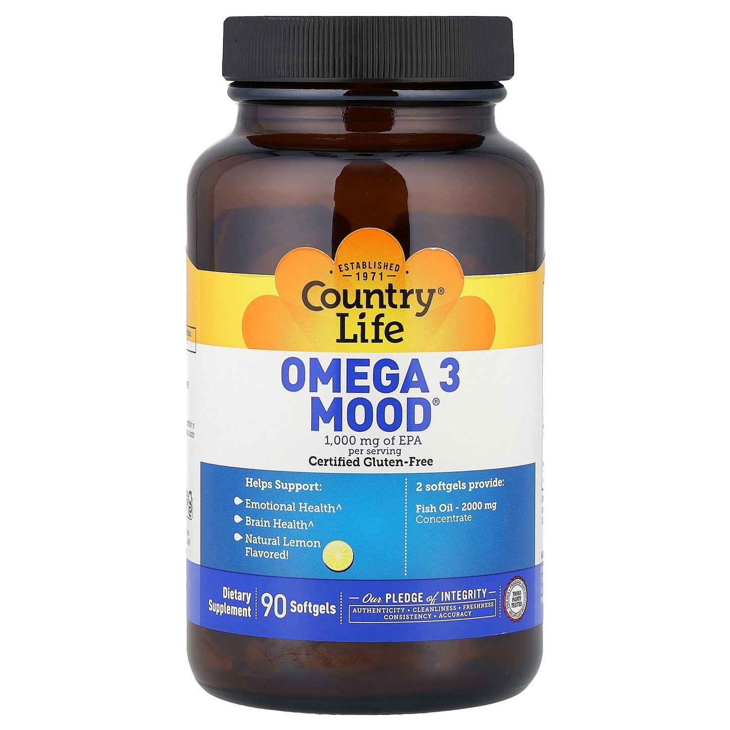 Country Life, Omega 3 Mood®, Natural Lemon, 90 Softgels
