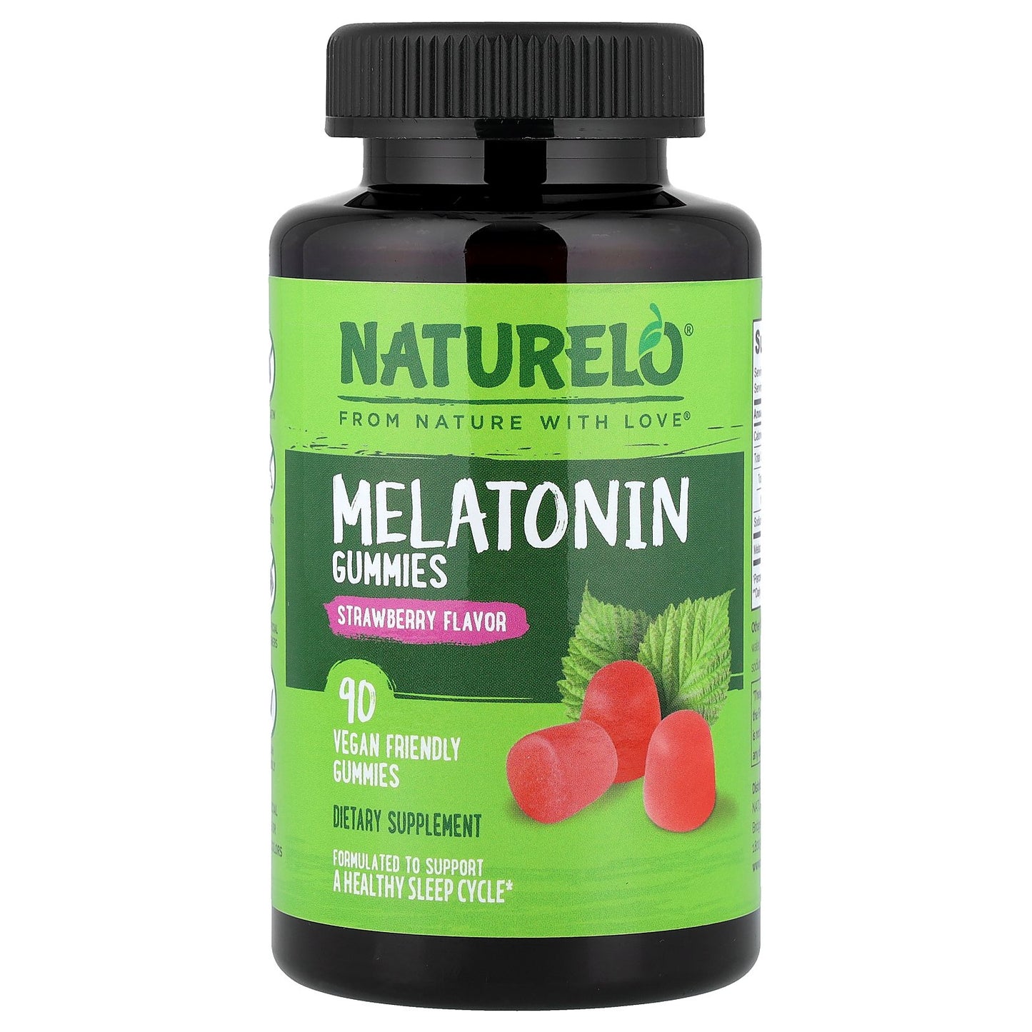 NATURELO, Melatonin Gummies, Strawberry, 90 Vegan Gummies (2.5 mg per Gummy)