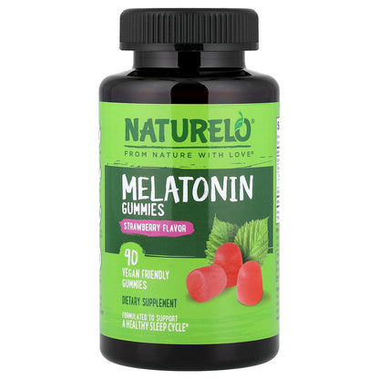 NATURELO, Melatonin Gummies, Strawberry, 90 Vegan Gummies (2.5 mg per Gummy)