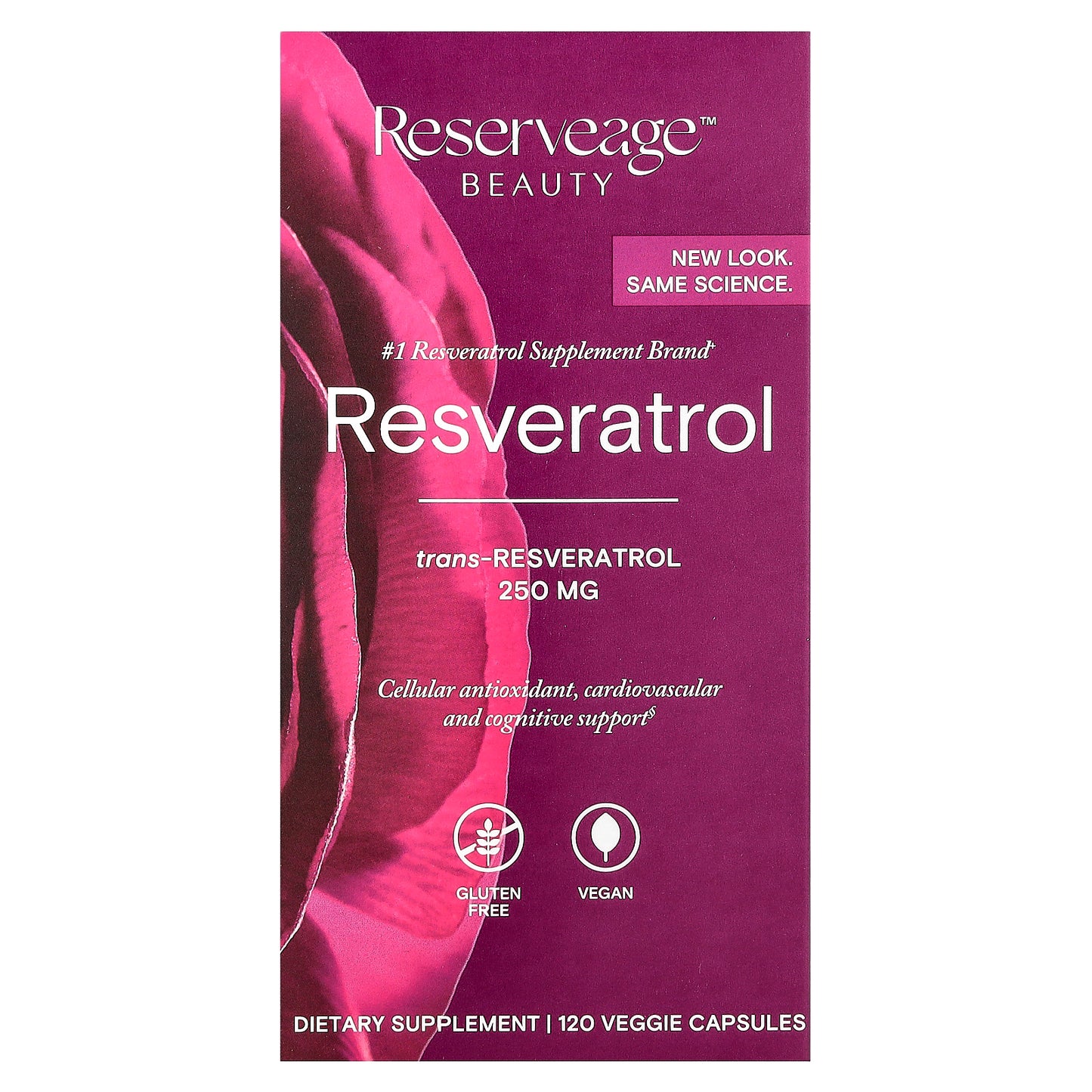 Reserveage Beauty, Resveratrol, 250 mg, 120 Veggie Capsules
