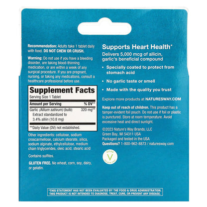 Nature's Way, Garlinase® 5000, Garlic Extract, 320 mg, 100 Vegan Enteric-Coated Tablets