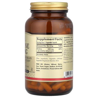 Solgar, Choline, 350 mg, 100 Vegetable Capsule
