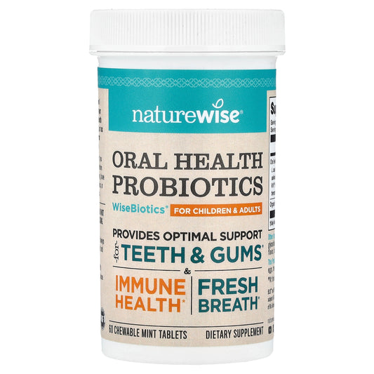 NatureWise, Oral Health Probiotics, For Children & Adults, Mint, 60 Chewable Tablets