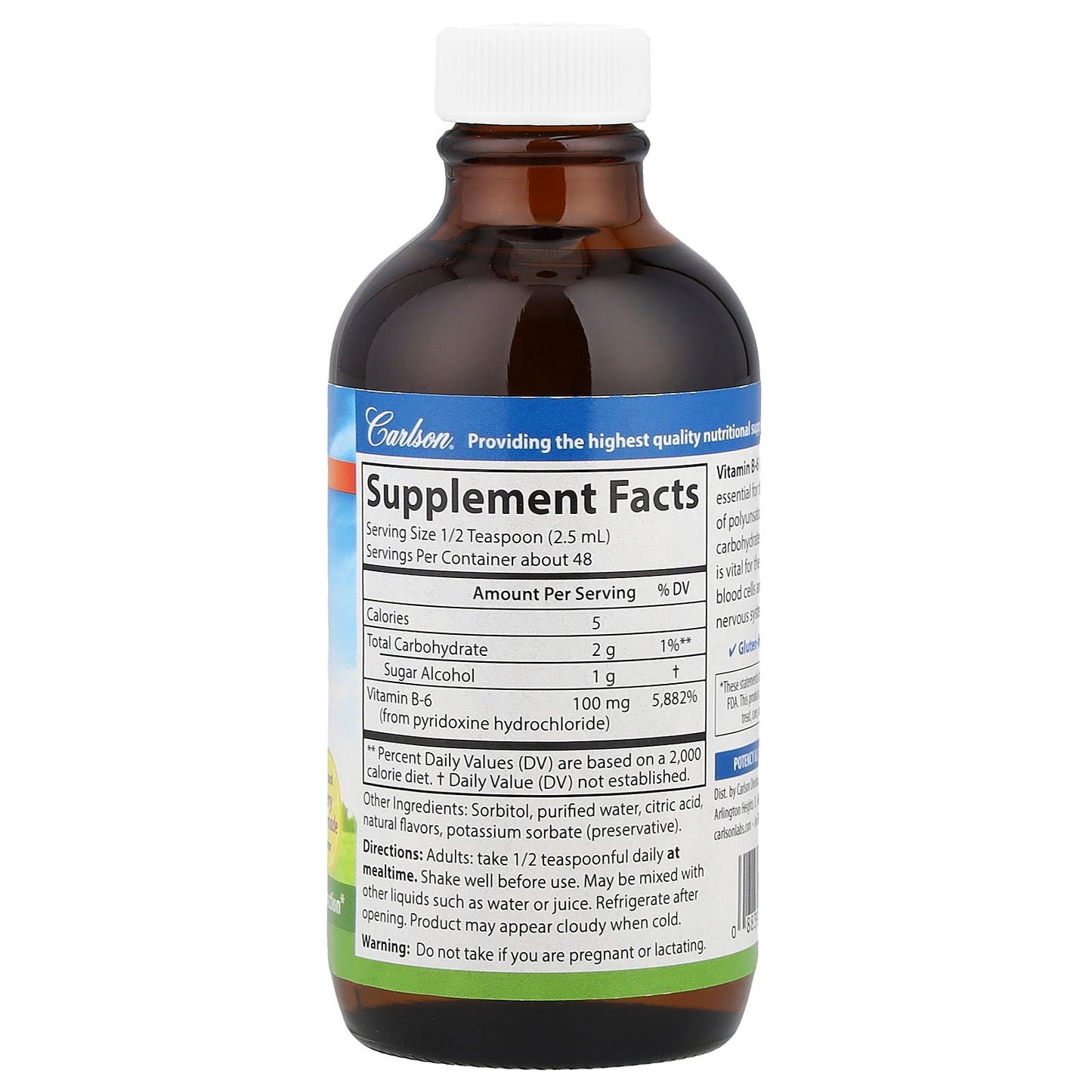 Carlson, B-6 Liquid, Natural Berry Lemonade, 4 fl oz (120 ml)