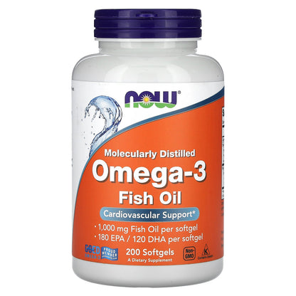 NOW Foods, Omega-3 Fish Oil, 200 Softgels
