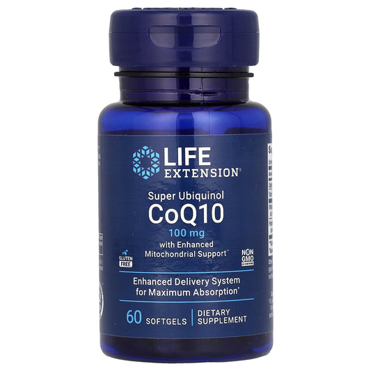 Life Extension, Super Ubiquinol CoQ10 with Enhanced Mitochondrial Support, 100 mg, 60 Softgels