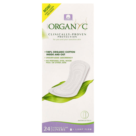 Organyc, Organic Cotton Panty Liners, Light Flow, 24 Liners