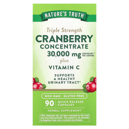 Nature's Truth, Cranberry Concentrate Plus Vitamin C, Triple Strength, 90 Quick Release Capsules