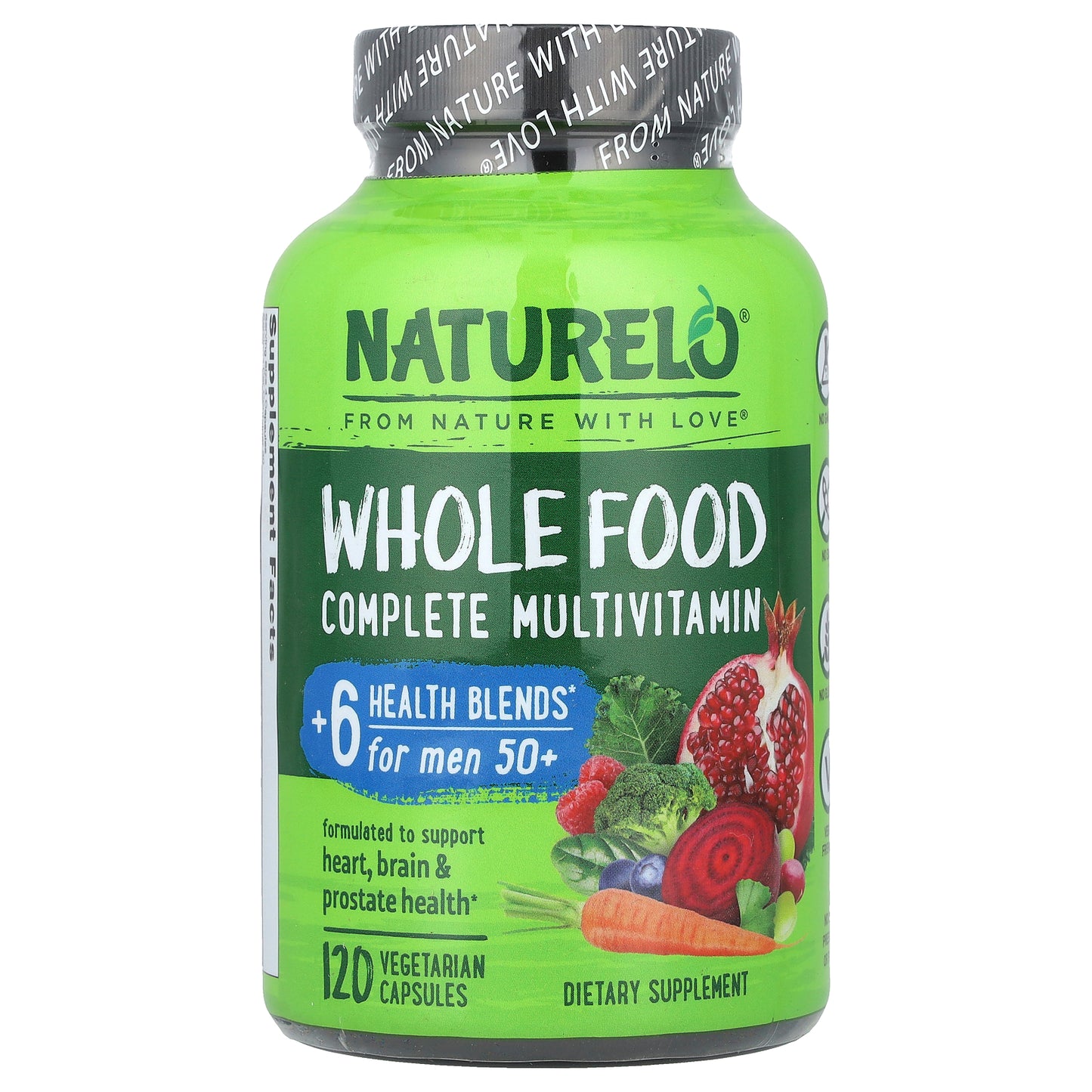 NATURELO, Whole Food Multivitamin for Men 50+, 120 Vegetarian Capsules