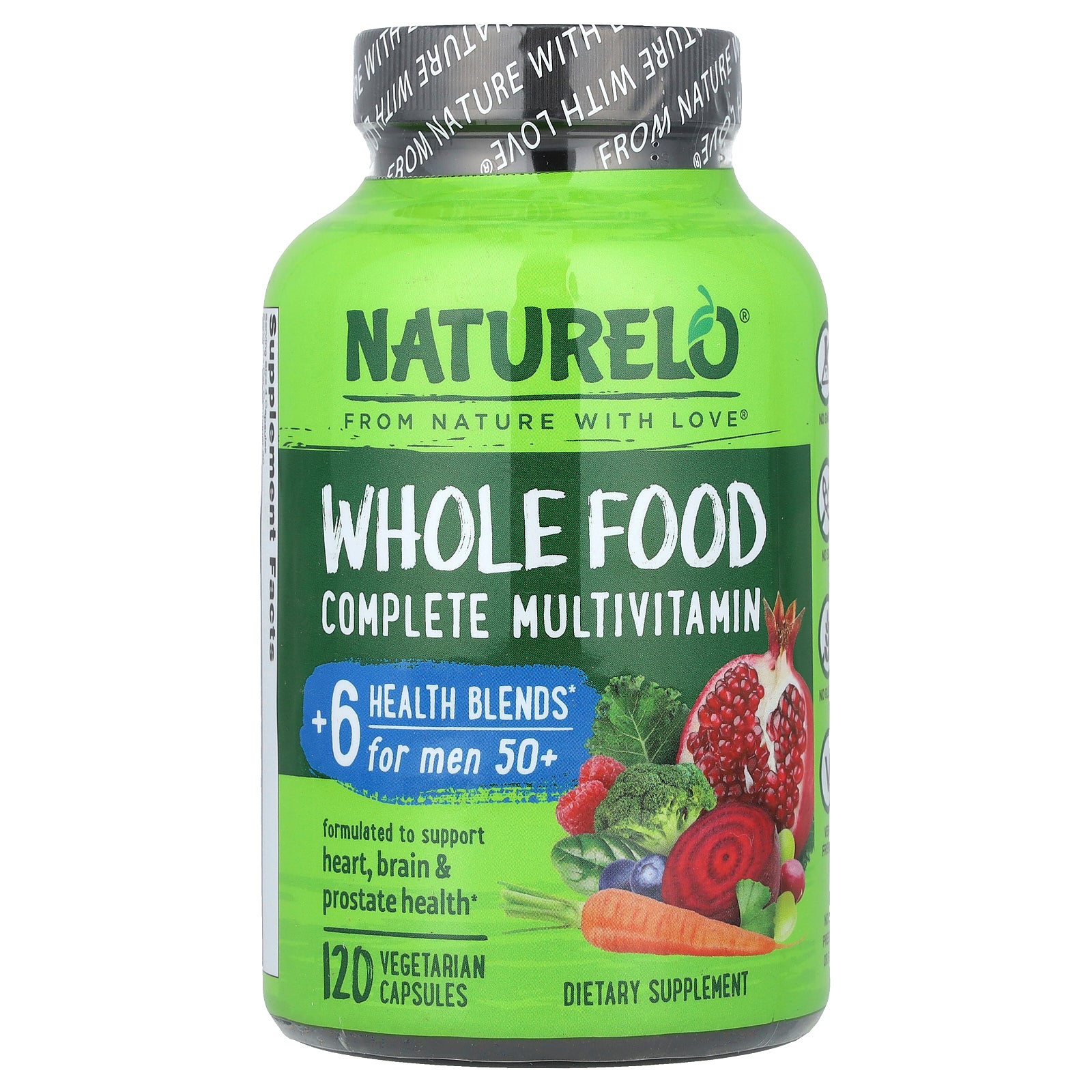 NATURELO, Whole Food Multivitamin for Men 50+, 120 Vegetarian Capsules