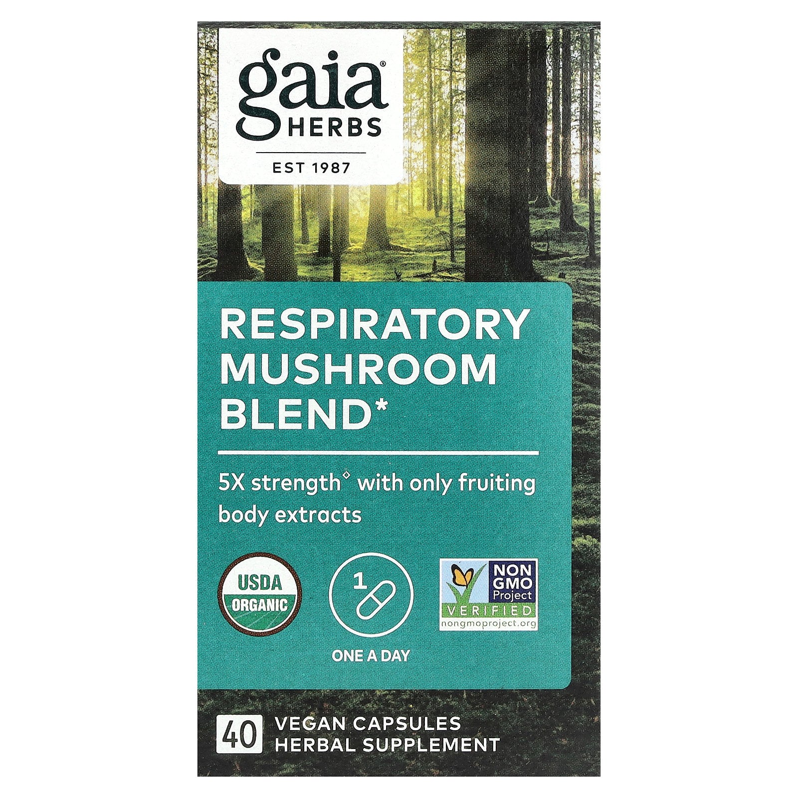 Gaia Herbs, Respiratory Mushroom Blend, 40 Vegan Capsules