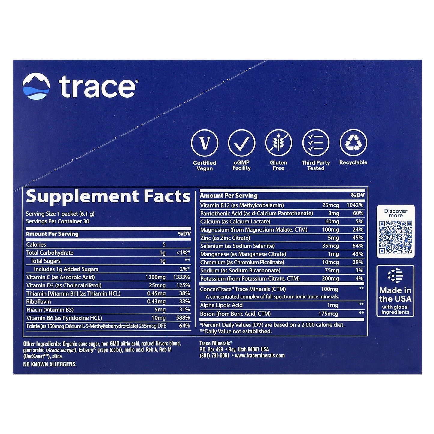 Trace, Power Pak, Mixed Berry, 30 Packets, 0.22 oz (6.1 g) Each